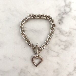 Elegant Silver Heart Charm Bracelet